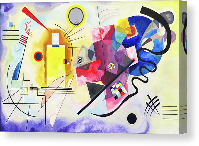 Yellow Red Blue Abstract Painting By Wassily Kandinsky Canvas Print featuring the painting Yellow Red Blue Abstract by Bob Pardue