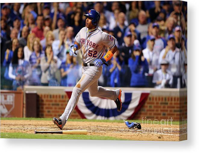 Yoenis Cespedes Canvas Print featuring the photograph Yoenis Cespedes and Trevor Cahill by Elsa