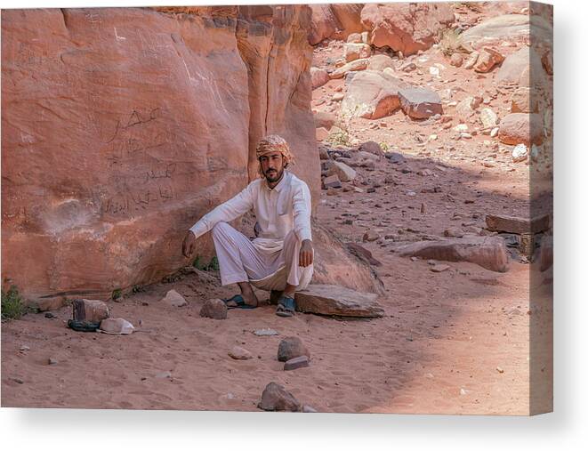 Young Bedouin Canvas Print featuring the photograph Young Bedouin at Wadi Rum by Dubi Roman