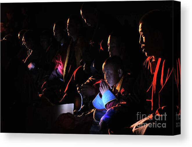 Young Monks Canvas Print featuring the photograph Young Monks by Elbegzaya Lkhagvasuren