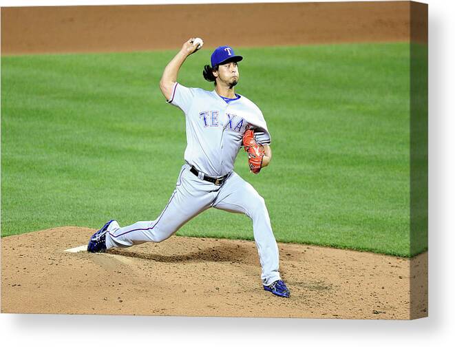 People Canvas Print featuring the photograph Yu Darvish by G Fiume