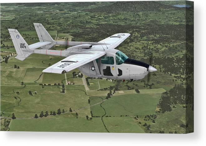  Cessna 0-2a Skymaster Canvas Print featuring the digital art Cessna O-2A Skymaster by Walter Colvin