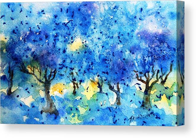 Olive Trees Canvas Print featuring the painting Olive trees in a Tuscan Garden #2 by Trudi Doyle