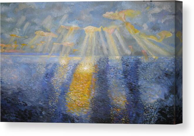 Ocean Canvas Print featuring the painting Palos Verdes Magic by Evelyne Barbier