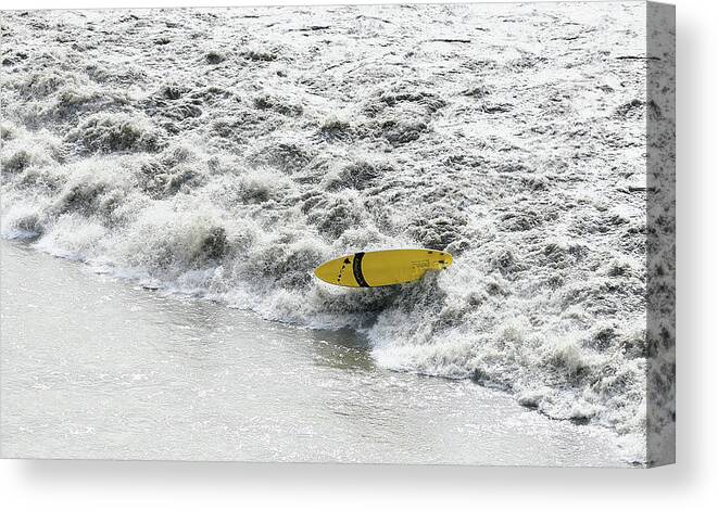 Tidal Bore Canvas Print featuring the photograph Feature - Bore Tide Surfing In Alaska #14 by Streeter Lecka