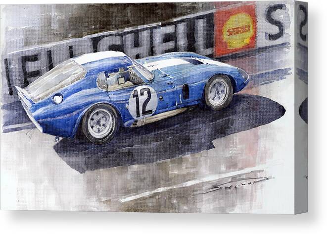 Automotive Canvas Print featuring the painting 1965 Le Mans Daytona Cobra Coupe by Yuriy Shevchuk
