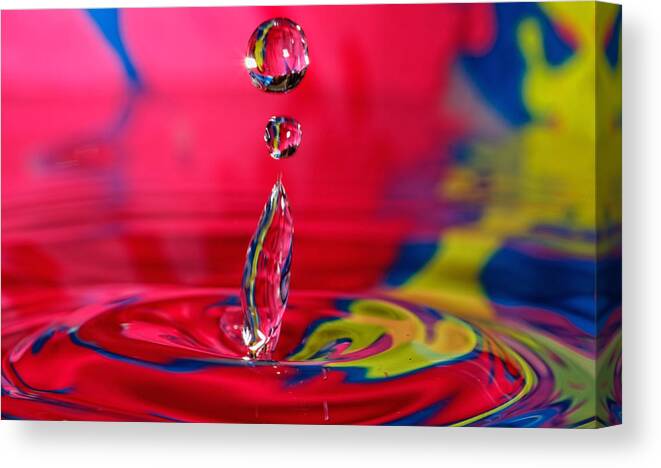  Abstract Canvas Print featuring the photograph Colorful Water Drop by Peter Lakomy