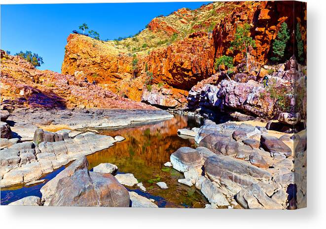 Ormiston Gorge Outback Landscape Central Australia Water Hole Northern Territory Australian West Mcdonnell Ranges Canvas Print featuring the photograph Ormiston Gorge #11 by Bill Robinson