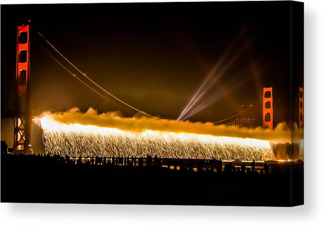 75th Anniversary Celebration Canvas Print featuring the photograph 75th Anniversary of the Golden Gate Bridge by Weir Here And There