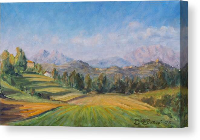 Valley Canvas Print featuring the painting A valley in Brianza by Marco Busoni