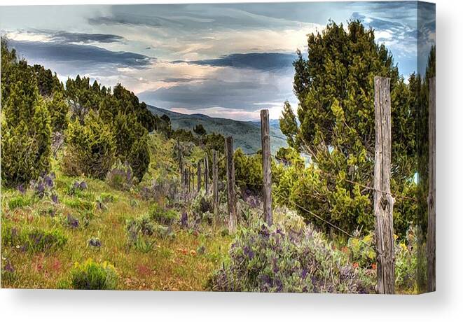 Landscapes Canvas Print featuring the digital art Among the Pinion Trees by J Marielle