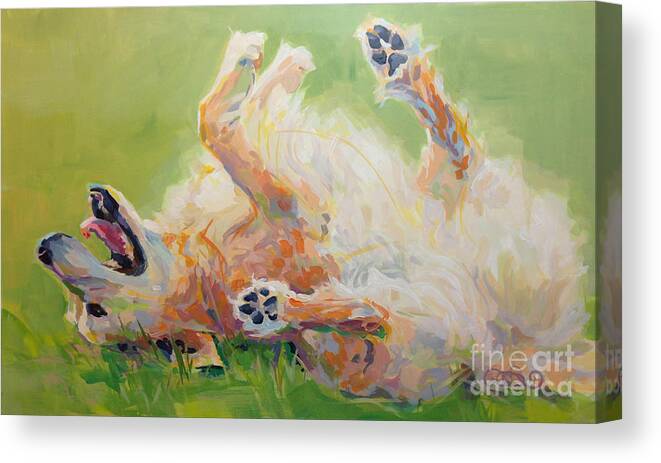 Golden Retriever Canvas Print featuring the painting Bears Backscratch by Kimberly Santini