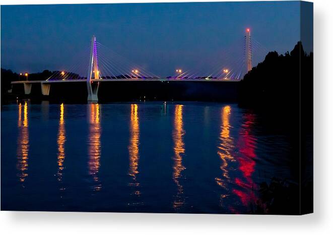 Wire Canvas Print featuring the photograph Bridge at night by Jonny D