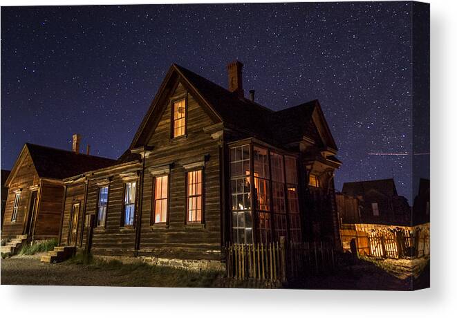 Night Canvas Print featuring the photograph Cain House at NIght by Cat Connor