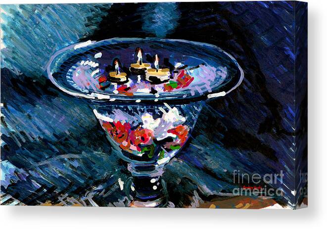 Candles Canvas Print featuring the painting Candles in Water by Candace Lovely