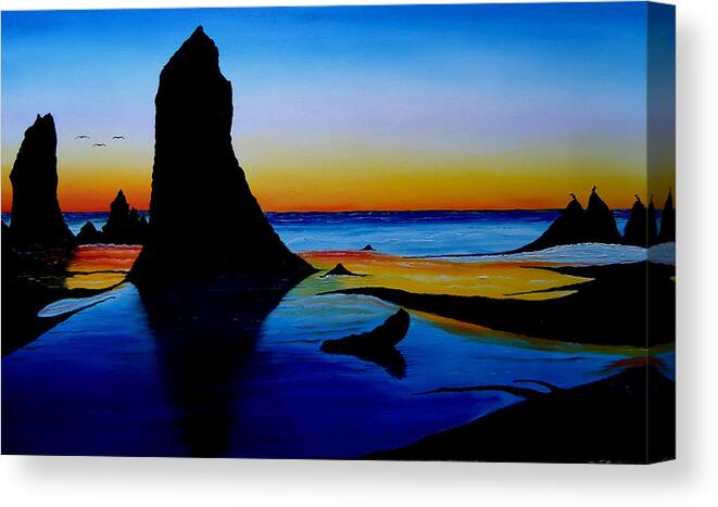  Canvas Print featuring the painting Cannon Beach At Sunset 15 by James Dunbar