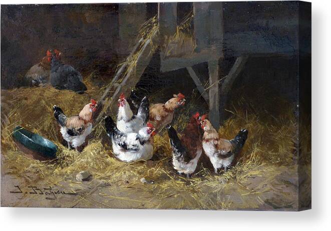 Barnyard Canvas Print featuring the painting Chicken Coop Circa 1880 by David Lloyd Glover