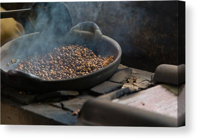 Travel Canvas Print featuring the photograph Coffee Roasting - Bali by Matthew Onheiber