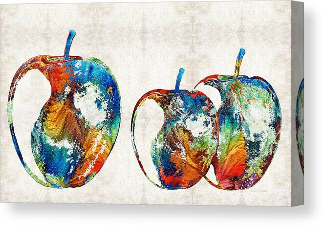 Apple Canvas Print featuring the painting Colorful Apples by Sharon Cummings by Sharon Cummings