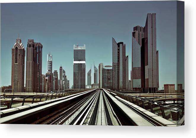 Track Canvas Print featuring the photograph Dubai Metro by Naufal