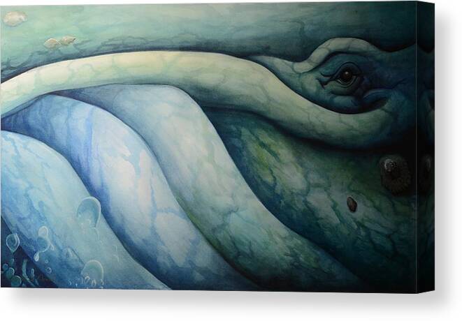 Whale Canvas Print featuring the painting Eye of the Deep by Charles Owens