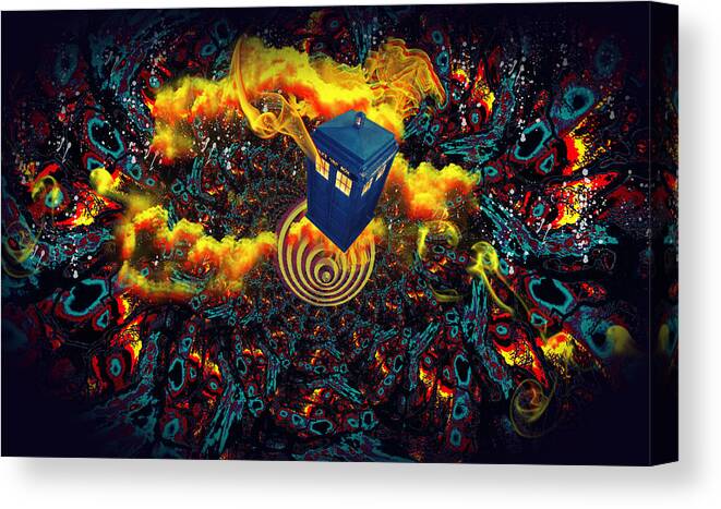 Doctor Who Canvas Print featuring the painting Fiery Time Vortex by Digital Art Cafe