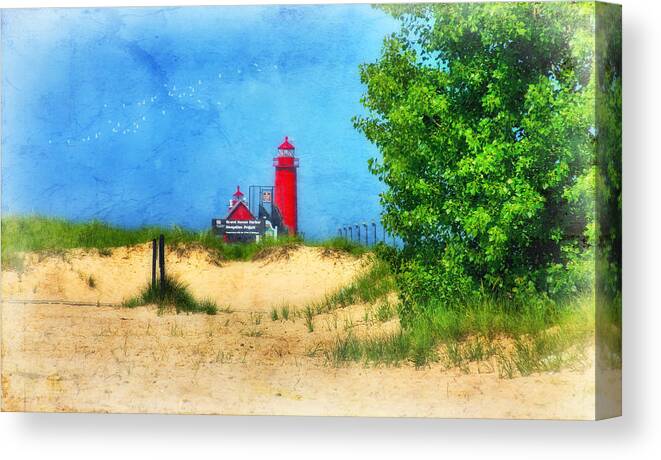 Lighthouse Canvas Print featuring the photograph Grand Haven Lighthouse by Joan Bertucci