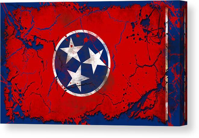 Tennessee Canvas Print featuring the digital art Grunge Style Tennessee Flag by David G Paul