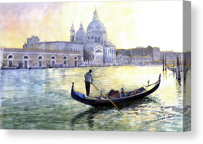 Watercolor Canvas Print featuring the painting Italy Venice Morning by Yuriy Shevchuk