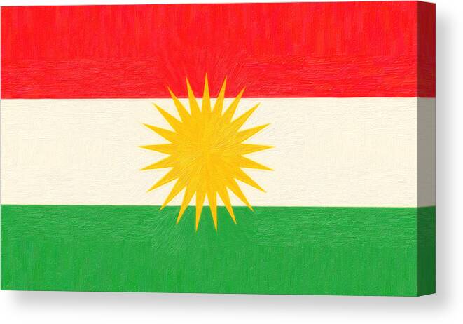 Kurdish Life In Kurdistan Poster Canvas Print featuring the painting Kurdish Flag by MotionAge Designs