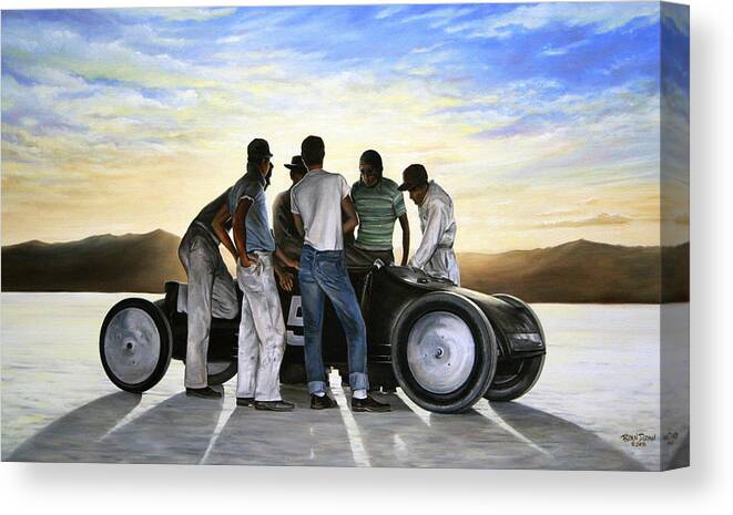 Hot Rod Canvas Print featuring the painting Lakester at Dawn by Ruben Duran