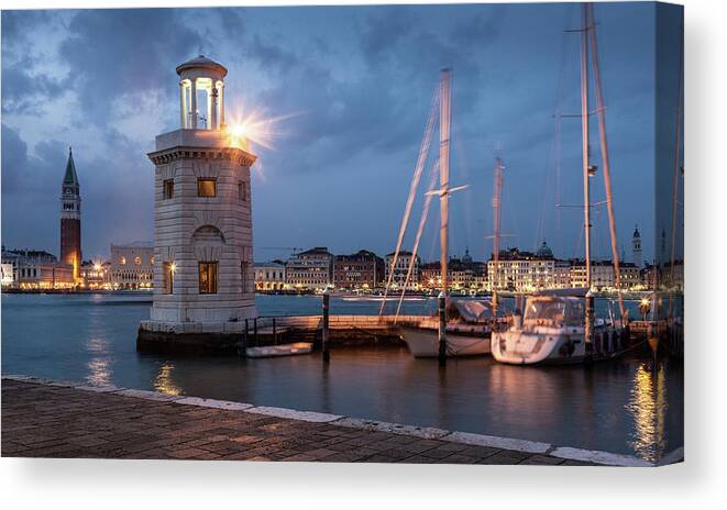 Tranquility Canvas Print featuring the photograph Lighthouse, Venice, Italy by Cultura Exclusive/walter Zerla