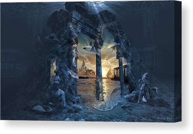  Romantic Architecture Canvas Print featuring the digital art Lost City of Atlantis by George Grie