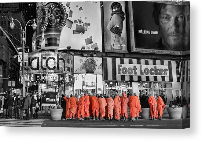 Daryl Canvas Print featuring the photograph Lost in Times Square by Lee Dos Santos