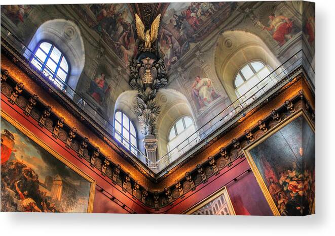 Louvre Canvas Print featuring the photograph Louvre Ceiling by Glenn DiPaola