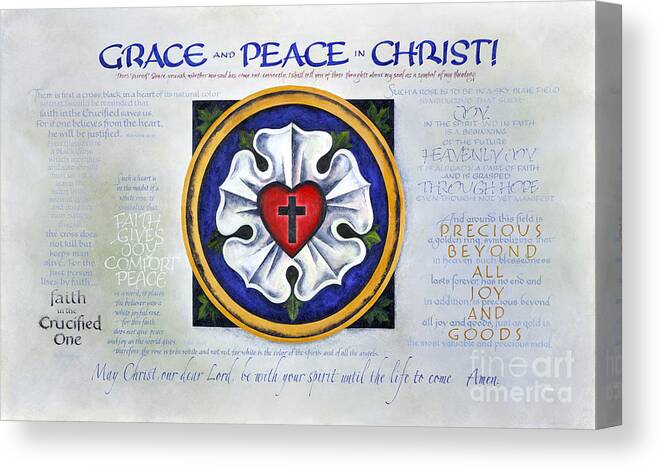 Christian Canvas Print featuring the painting Luther 's Rose by Judy Dodds