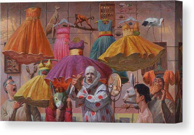 Clown Canvas Print featuring the painting Mind Games by Alfredo Arcia