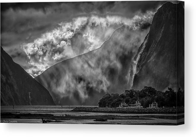 Milford Sound Canvas Print featuring the photograph Misty Milford by Chris Cousins