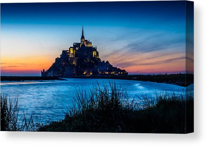 France Canvas Print featuring the photograph Mont St Michel Sunset by Mark Llewellyn