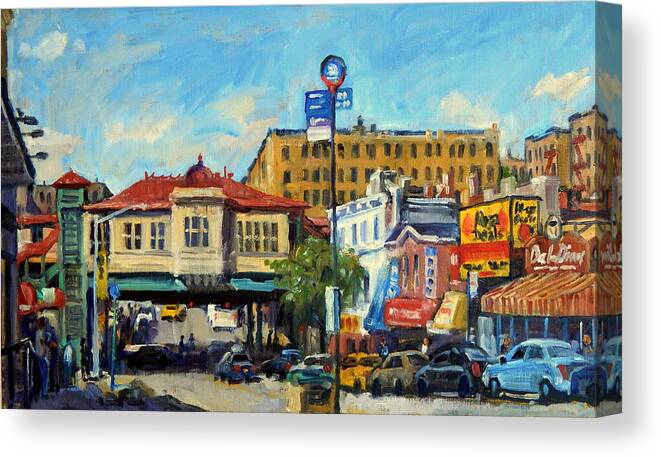 Oil Canvas Print featuring the painting Morning on 231st Street The Bronx by Thor Wickstrom
