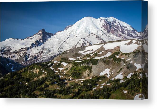 Mount Rainier Canvas Print featuring the photograph Mount Rainier in the Summer by Pierre Leclerc Photography