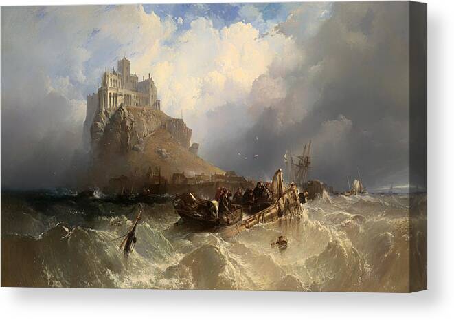 Painting Canvas Print featuring the painting Mount St Michael Cornwall by Mountain Dreams