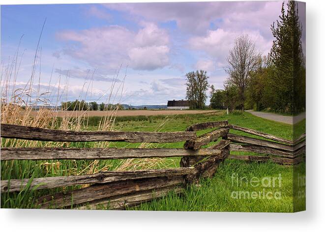 Nisqually Canvas Print featuring the photograph Nisqually Twin Barns by Chuck Flewelling