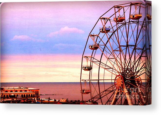 Ferris Wheel Canvas Print featuring the photograph Ocean City Ferris Wheel Music Pier by Beth Ferris Sale