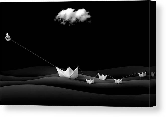 Surreal Canvas Print featuring the photograph Paper Boats by Sulaiman Almawash