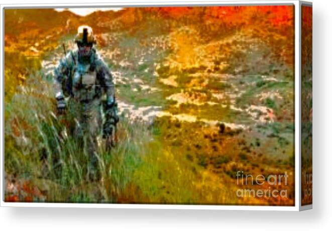 War Canvas Print featuring the digital art Point on The Patrol by Steven Pipella