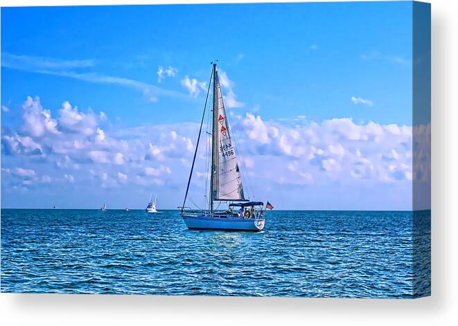 Yacht Canvas Print featuring the photograph Sailing off of Key Largo by Chris Thaxter