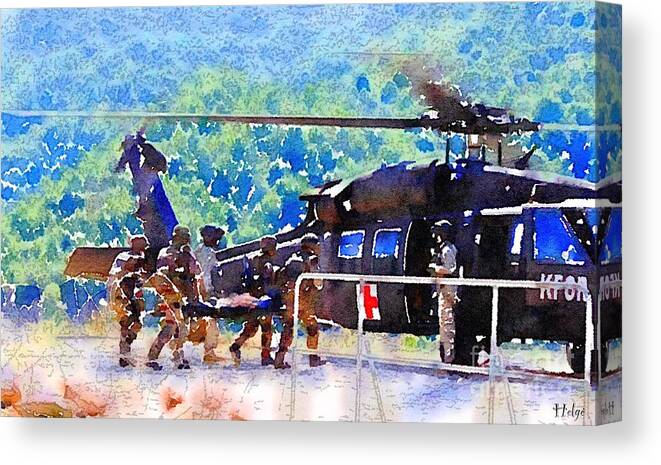 Medical Evacuation Canvas Print featuring the painting Salvation by HELGE Art Gallery