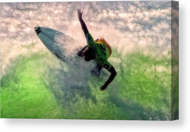 Surfing Canvas Print featuring the painting Snap Turn by Michael Pickett