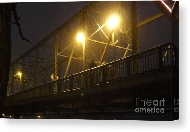 Bridge Canvas Print featuring the photograph Snow in Lambertville by Christopher Plummer